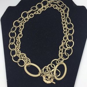 Premier Chunky Antiqued Gold Double Strand 2pc Necklacce